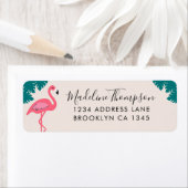 ピンクフラミンゴトロピカルリーフ差出人住所 ラベル (インサイチュ)