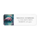 ピンクフラミンゴトロピカル差出人住所ラベル ラベル (正面)