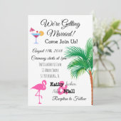 ピンクフラミンゴトロピカル結婚式招待状 招待状 (スタンド正面)