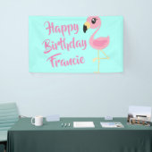 ピンクフラミンゴトロピカル1th誕生日パーティーデコール 横断幕 (トレードショー)