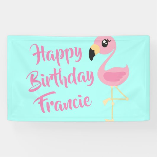 ピンクフラミンゴトロピカル1th誕生日パーティーデコール 横断幕 (横)