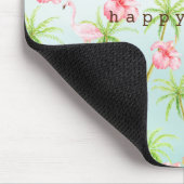 ピンクフラミンゴハイビスカスの花熱帯ヤシの木 マウスパッド (コーナー)