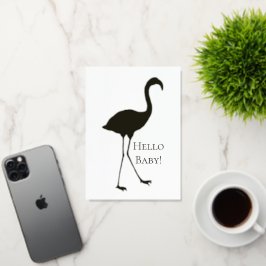 ピンクフラミンゴハローベビー 箔グリーティングカード