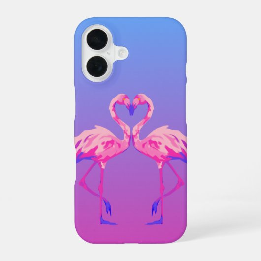 ピンクフラミンゴハートiPhoneケース iPhone 16ケース (裏面)