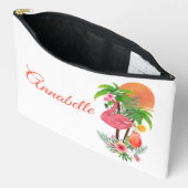 ピンクフラミンゴバケーションラージアクセサリーバッグ アクセサリーポーチ (見開き)