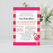 ピンクフラミンゴバプテスマ《キリスト教》洗礼式や命名式 招待状 (スタンド正面)