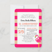 ピンクフラミンゴバプテスマ《キリスト教》洗礼式や命名式 招待状 (正面)