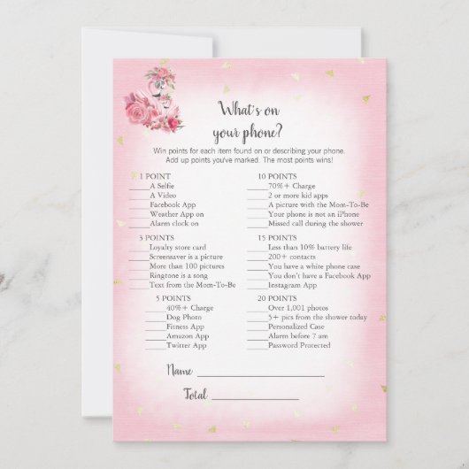 ピンクフラミンゴバレリーナあなたの携帯ゲームの何 招待状 (正面)