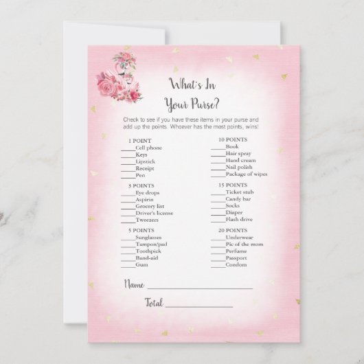 ピンクフラミンゴバレリーナあなたの財布のゲームの中に何 招待状 (正面)