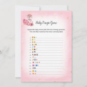 ピンクフラミンゴバレリーナベビー絵文字写真ゲーム 招待状 (正面)