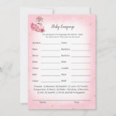 ピンクフラミンゴバレリーナベビー言語シャワーゲーム 招待状 (正面)