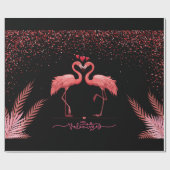 ピンクフラミンゴバレンタインラッピング紙 ラッピングペーパー (フラット)