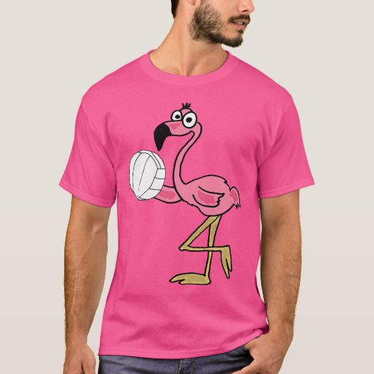 ピンクフラミンゴバレーボール Tシャツ (正面)
