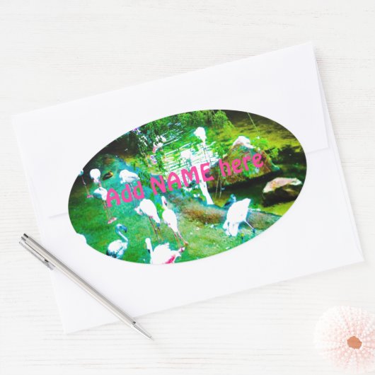 ピンクフラミンゴバードカスタムズ 楕円形シール (封筒)