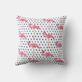 ピンクフラミンゴバードブルードットパターン装飾用クッション クッション (裏面)