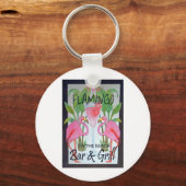 ピンクフラミンゴバー&グリルビーチドリンクテーマ キーホルダー (正面)