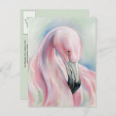 ピンクフラミンゴパステルアート ポストカード (正面/裏面)