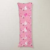 ピンクフラミンゴパラダイスウォーターカラーパターン ボディピロー (正面縦)