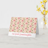 ピンクフラミンゴパーソナライズされたガーリーカスタム カード (黄色い花)