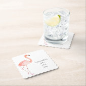 ピンクフラミンゴパーソナライズされたス ペーパーコースター (インサイチュ)