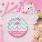 ピンクフラミンゴパーソナライズされたパーティープレート ペーパープレート (パーティー)