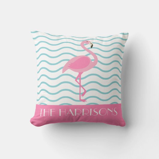 ピンクフラミンゴパーソナライズされた枕 クッション (正面)
