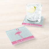 ピンクフラミンゴパーソナライズされた紙コースター ガラスコースター (アングル)