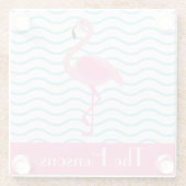 ピンクフラミンゴパーソナライズされた紙コースター ガラスコースター (裏面)