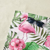 ピンクフラミンゴパーソナライズされた ビーチタオル (インサイチュ)