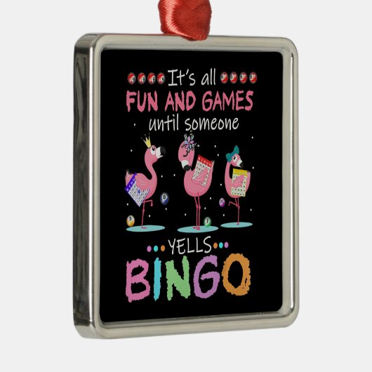 ピンクフラミンゴビンゴおもしろいギフトアート メタルオーナメント (右)