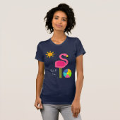 ピンクフラミンゴビーチカバーアップ Tシャツ (正面フル)