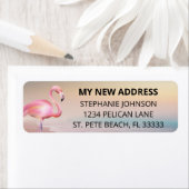 ピンクフラミンゴビーチサンセットニューホーム差出人住所 ラベル (インサイチュ)