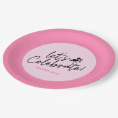 ピンクフラミンゴビーチパーティー熱帯誕生日 ペーパープレート (アングル)