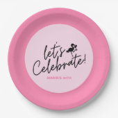 ピンクフラミンゴビーチパーティー熱帯誕生日 ペーパープレート (正面)