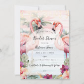 ピンクフラミンゴビーチブライダルシャワー招待 招待状 (正面)