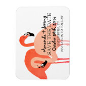 ピンクフラミンゴビーチ日付の保存 マグネット (縦)