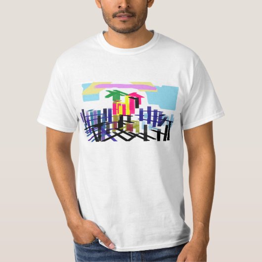 ピンクフラミンゴビーチ Tシャツ (正面)
