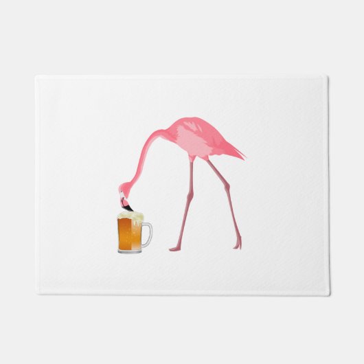 ピンクフラミンゴビール好き ドアマット (正面)