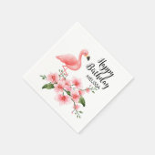 ピンクフラミンゴピンクオーキッドフローラ誕生日 スタンダードカクテルナプキン (角)