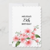 ピンクフラミンゴピンクオーキッドフローラ25誕生日 招待状 (裏面)