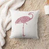 ピンクフラミンゴフェイクグリッターフラミンゴトロピカル クッション (ブランケット)