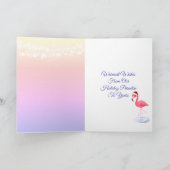 ピンクフラミンゴフェスティバル熱帯ビーチクリスマス シーズンカード (内部)