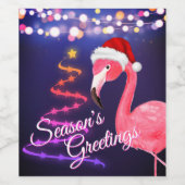 ピンクフラミンゴフェスティバル熱帯ビーチクリスマス ワインラベル (シングルラベル)