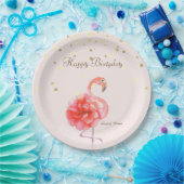 ピンクフラミンゴフラワー、金ゴールド紙吹雪 ペーパープレート (パーティー)