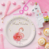 ピンクフラミンゴフラワー、金ゴールド紙吹雪 ペーパープレート (パーティー)