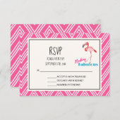 ピンクフラミンゴフロキンファブラスおもしろいRSVP 出欠カード (正面/裏面)