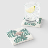 ピンクフラミンゴフロリダアウトドア装飾用クッション ストーンコースター (横)