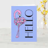 ピンクフラミンゴフローラグリーティングカー空白のド(内側) カード (黄色い花)