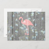 ピンクフラミンゴフローラグレーウ素朴ッドフォトプリント ポストカード (正面/裏面)
