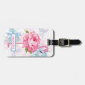 ピンクフラミンゴフローラデザイン パーソナライズされた ラゲッジタグ (正面横)